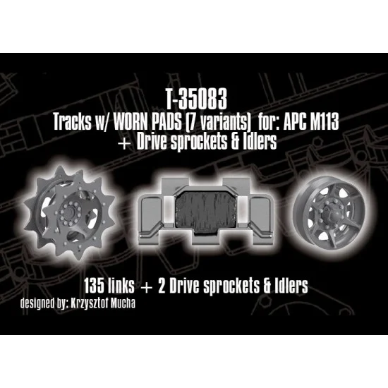 QuickWheel QWT-35083 1/35 APC M113 Tracks (worn pads), Drive Sprockets, Idler Wheels