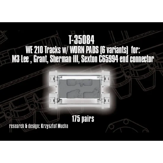 QuickWheel QWT-35084 1/35 TWE210 Tracks (worn pads) for Ram/Sexton/Grant/Sherman III (C65994 end connector)