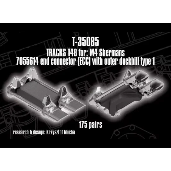 QuickWheel QWT-35085 1/35 T48 Tracks for M4 Sherman with 7055614 ECC, Duckbill Type 1