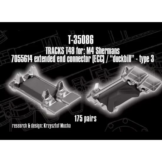 QuickWheel QWT-35086 1/35 T48 Tracks for M4 Sherman with 7055614 ECC, Duckbill Type 3