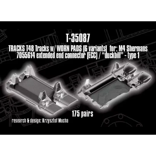 QuickWheel QWT-35087 1/35 T48 Tracks (worn pads) for M4 Sherman with 7055614 ECC, Duckbill Type 1