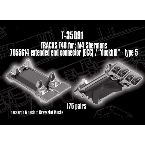 QuickWheel QWT-35091 1/35 T48 Tracks for M4 Sherman with 7055614 ECC, Duckbill Type 5