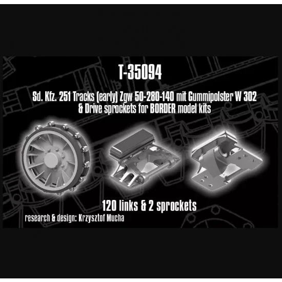 QuickWheel QWT-35094 1/35 SdKfz. 251 Tracks (early) and Drive Sprockets for Border kits