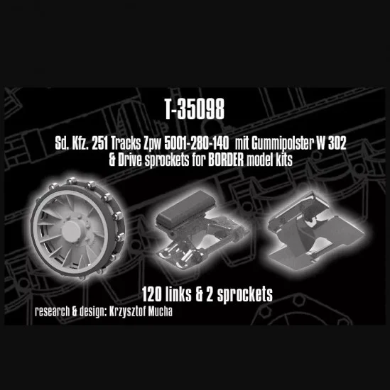 QuickWheel QWT-35098 1/35 SdKfz. 251 Tracks Zpw 5001-280-140 and Drive Sprockets for Border kits