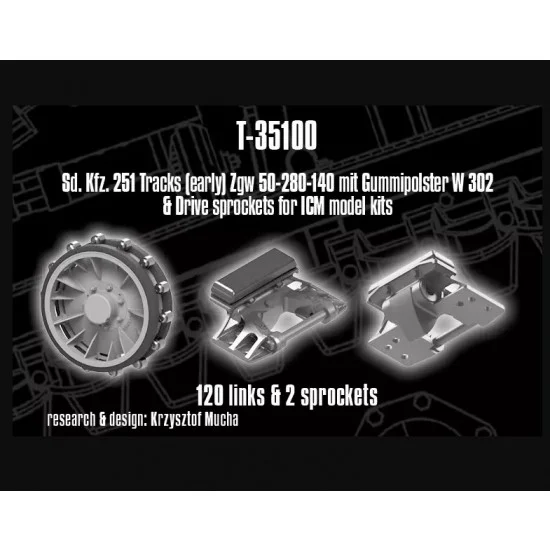 QuickWheel QWT-35100 1/35 SdKfz. 251 Tracks Zpw 5001-280-140 and Drive Sprockets for ICM kits
