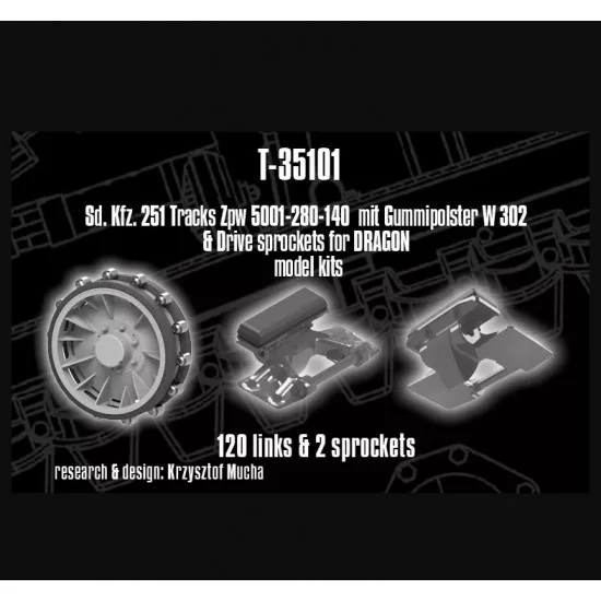 QuickWheel QWT-35101 1/35 SdKfz. 251 Tracks Zpw 5001-280-140 and Drive Sprockets for Dragon kits