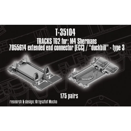 QuickWheel QWT-35104 1/35 T62 type Tracks for M4 Sherman; EEC / "Duckbill" Type 3