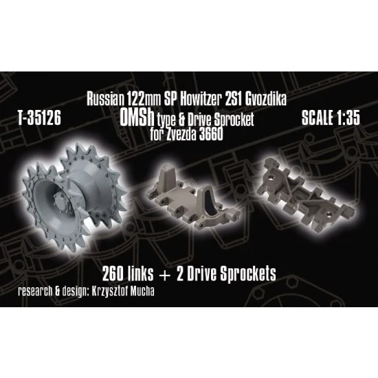 QuickWheel T-35126 1/35 122mm SP Howitzer 2S1 Gvozdika OMSh type & Drive Sprockets for Zvezda kit