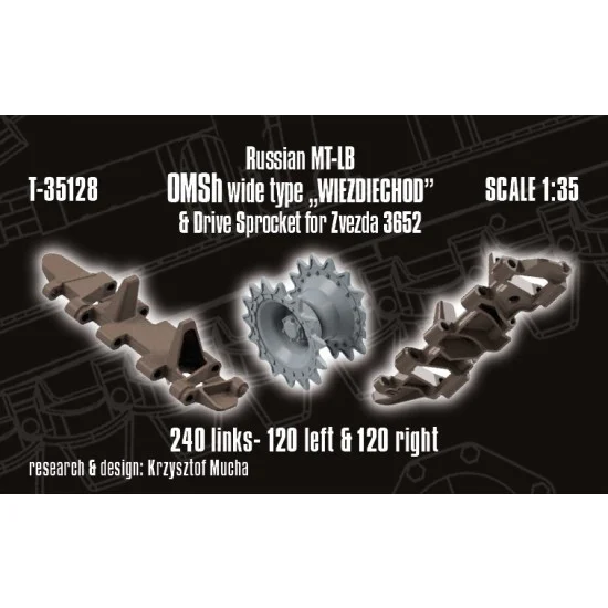 QuickWheel T-35128 1/35 MT-LBW 9K35 Strela-10 OMSh WIEZDIECHOD/Drive Sprockets Wide Track Links for Zvezda #3652