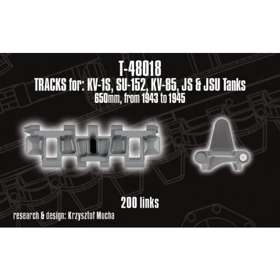 QuickWheel QWT-48018 1/48 Tracks for KV-1S; SU-152; KV-85; JS and JSU Tanks - 650mm; 1943-1945 prod.