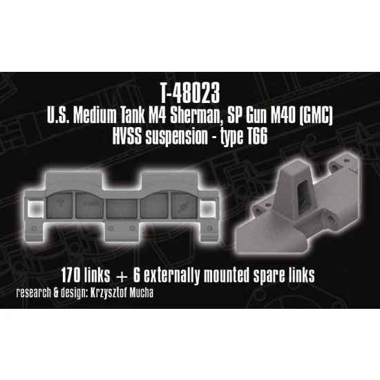 QuickWheel T-48023 1/48 M4 Sherman SP Gun IVI4U (GMIC) HVSS Suspension Type T66 Track Links
