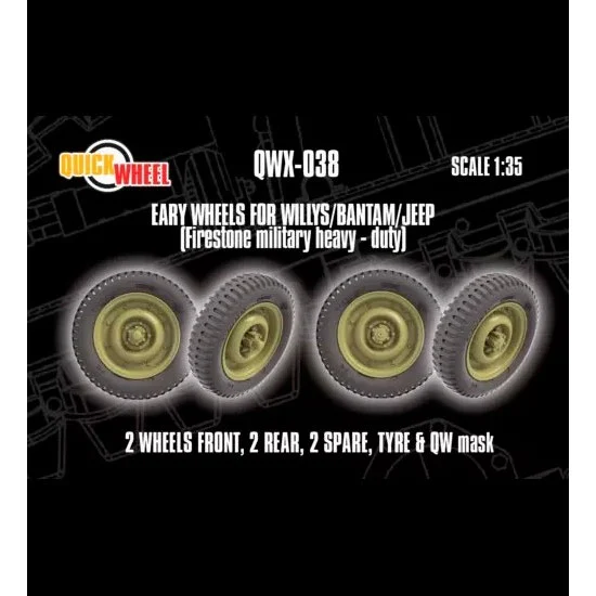 QuickWheel QWX-038 1/35 Willys / Bantam / JEEP (Firestone) Wheels with Painting Mask
