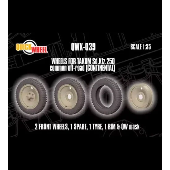 QuickWheel QWX-039 1/35 Sd.Kfz. 250 Common Off-road Wheels with Masks for Takom kits