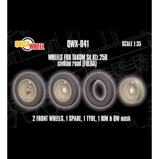 QuickWheel QWX-041 1/35 Sd.Kfz. 250 Civilian Tread Wheels with Masks for Takom kits