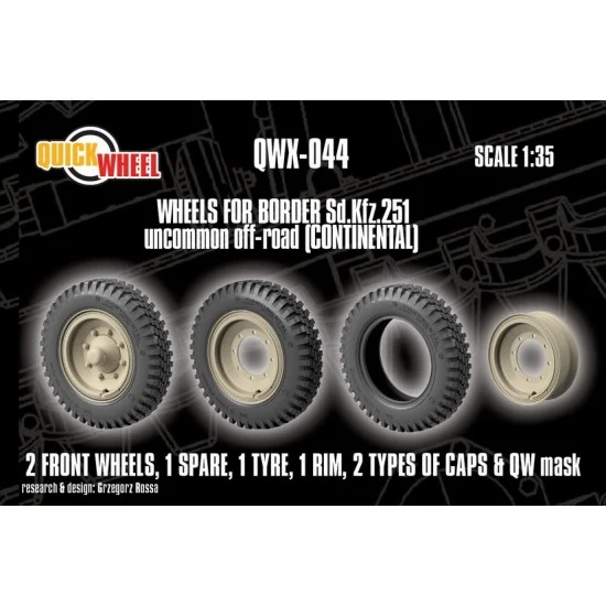 QuickWheel QWX-044 1/35 Sd.Kfz. 251 Uncommon Off-road Wheels with Masks for Border kits
