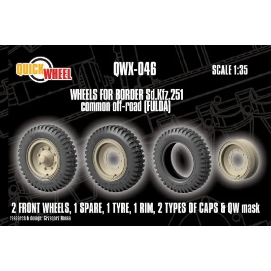 QuickWheel QWX-046 1/35 Sd.Kfz. 251 Common Off-road Wheels with Masks (Fulda) for Border kits