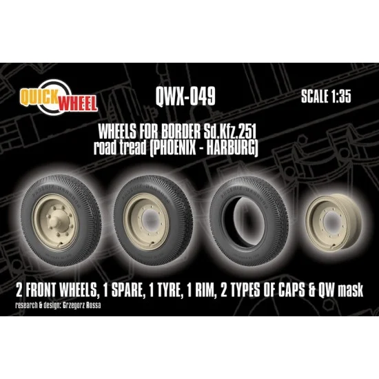 QuickWheel QWX-049 1/35 Sd.Kfz. 251 Road Wheels with Masks (phoenix-harburg) for Border kits