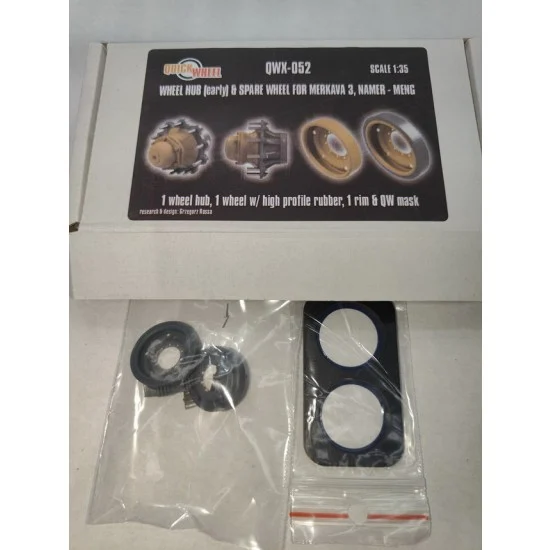 QuickWheel QWX-052 1/35 Merkava 3, Namer Wheel Hub Early and Spare Wheels with Masks for Meng kits
