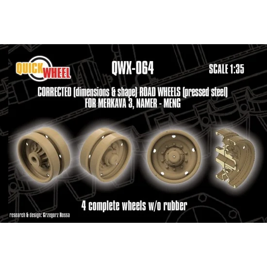 QuickWheel QWX-064 1/35 IDF Merkava 3 / Namer Pressed Steel Road Wheels without Rubbers x4 for MENG kits