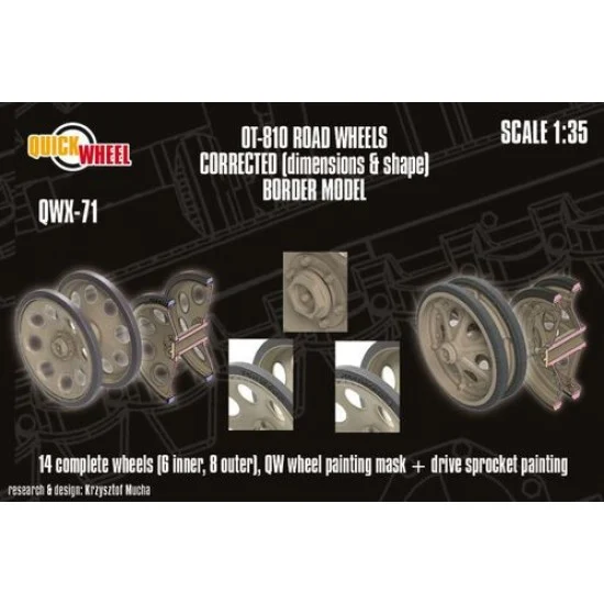 QuickWheel QWX-071 1/35 Sd.Kfz. 251 Road Wheels (late type cap 1) for Border Model