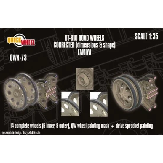 QuickWheel QWX-073 1/35 Sd.Kfz. 251 Road Wheels (late type cap 1) for Tamiya kit