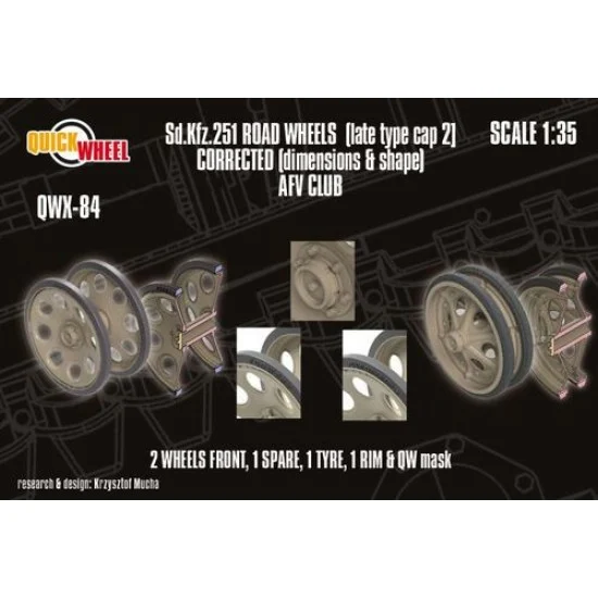 QuickWheel QWX-084 1/35 Sd.Kfz. 251 Road Wheels (late type cap 2) for AFV Club kit