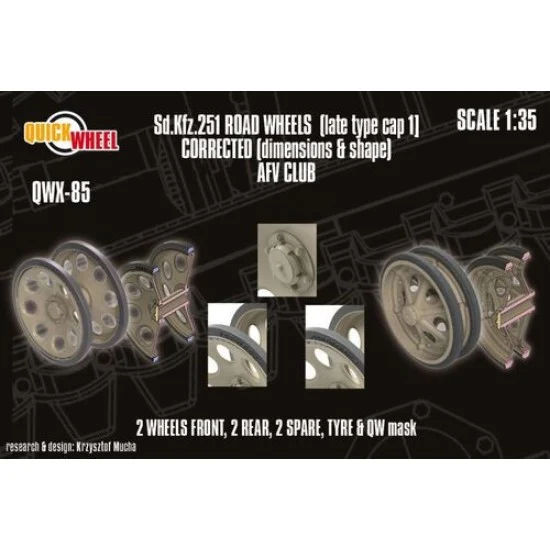 QuickWheel QWX-085 1/35 Sd.Kfz. 251 Road Wheels (middle type cap) for AFV Club kit