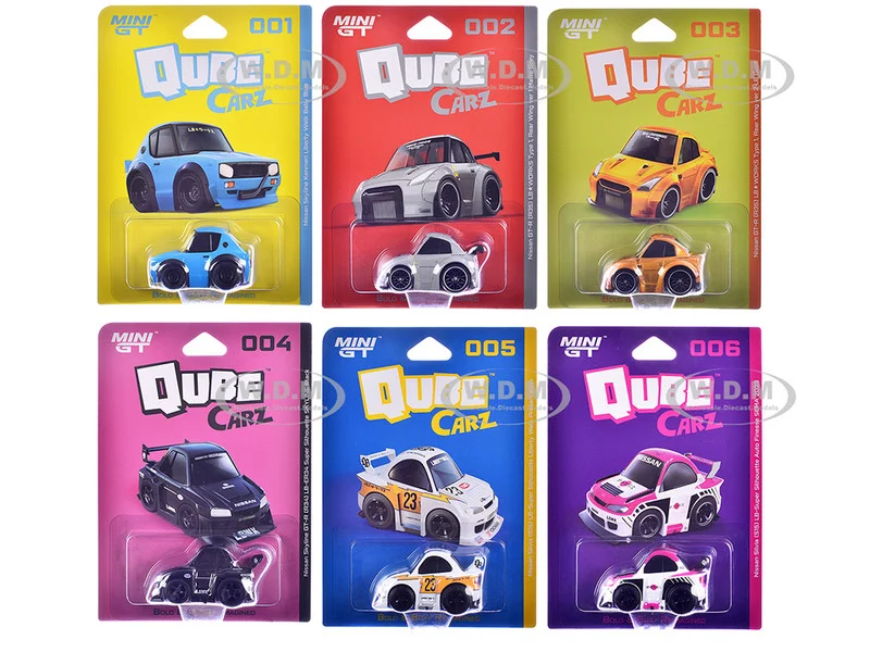 "QubeCarz" Series #1 Set of 6 pieces 1/64 Diecast Model Cars by Mini GT - 1/64 Scale Sets