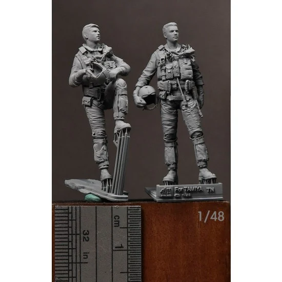 R2 Miniatures R08-48 1/48 USN/US Navy F-14 Tomcat Pilots 1980s for Tamiya kits (2 figures)