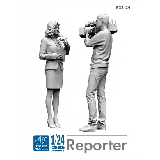 R2 Miniatures R23-24 1/24 Modern Cameraman and Female Reporter (2 figures)