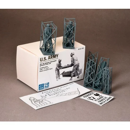 R2 Miniatures R33-48 1/48 AH-64 Apache Helicopter AGM-114 Hellfire Missile and Ground Crew set