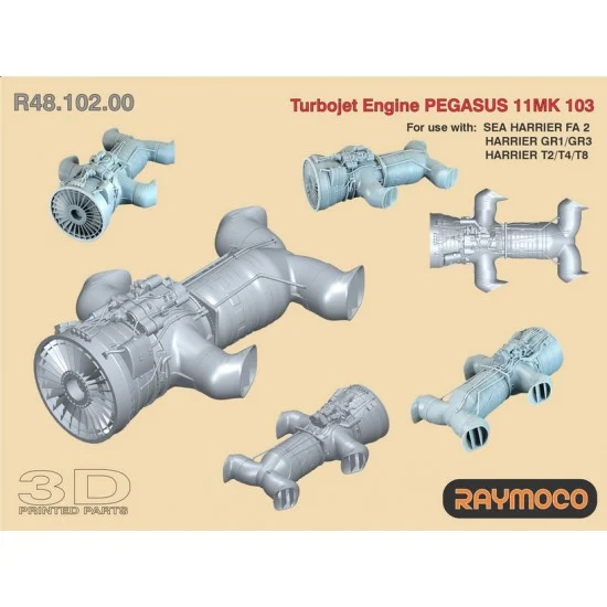 RAYMOCO R48.102.00 1/48 Harrier Turbo Jet Engine Pegasus 11 Mk 103 for Fa 2, Gr1/Gr3,T2/T4/T8 - Model Planes