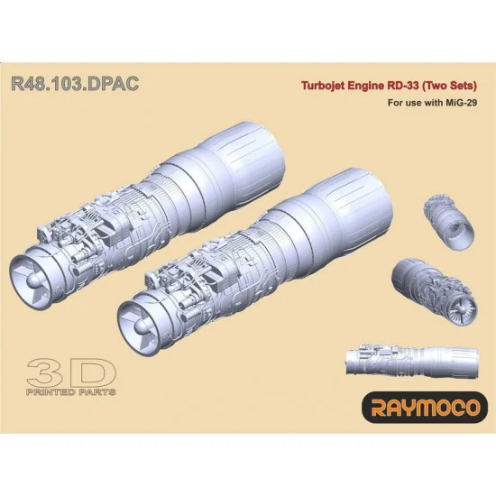 RAYMOCO R48.103.DPAC 1/48 Mikoyan MiG-29 Turbo Jet Engine RD-33 (2pcs)