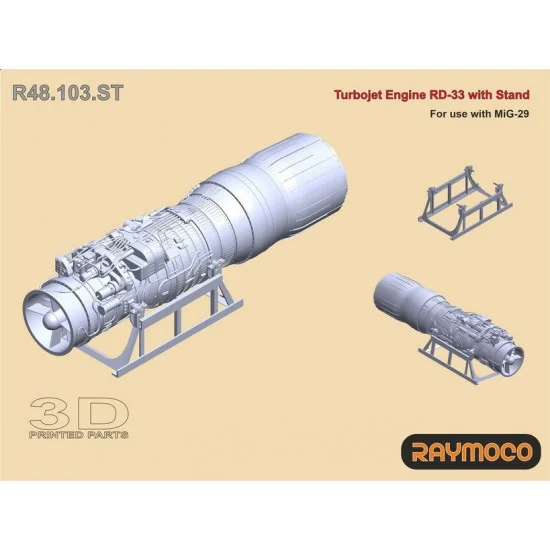 RAYMOCO R48.103.ST 1/48 Mikoyan MiG-29 Turbo Jet Engine RD-33 with Stand