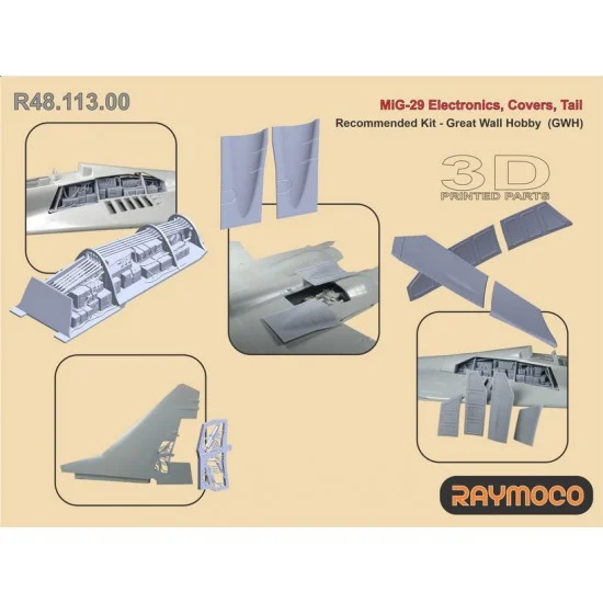 RAYMOCO R48.113.00 1/48 MiG-29 Electronics, Covers, Tail for Great Wall Hobby kits
