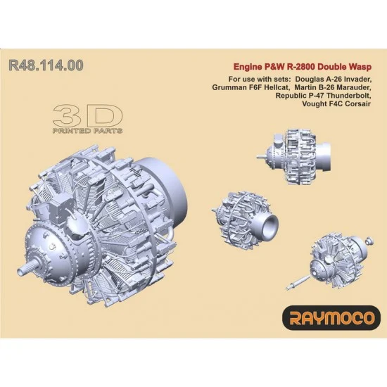 RAYMOCO R48.114.00 1/48 Engine P&W R-2800 Double Wasp for A-26 Invader, F6F Hellcat, B-26 Marauder