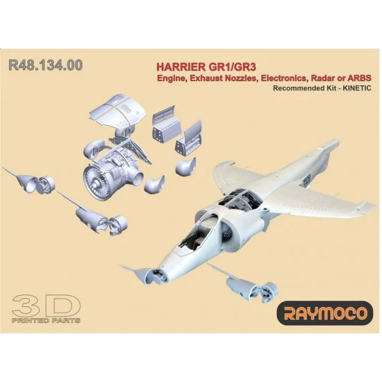 RAYMOCO R48.134.00 1/48 Harrier GR1/GR3 Engine, Exhaust Nozzles, Electronics, Radar / ARBS for KINETIC - Model Planes