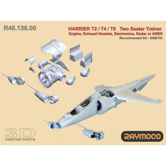 RAYMOCO R48.136.00 1/48 Harrier T2/T4/T8 Engine, Exhaust Nozzles, Electronics, Radar / ARBS for KINETIC - Model Planes