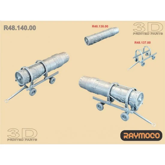 RAYMOCO R48.140.00 1/48 F-15 I Turbo Jet Engine F100-PW-229 with Trailer for Great Wall Hobby kits