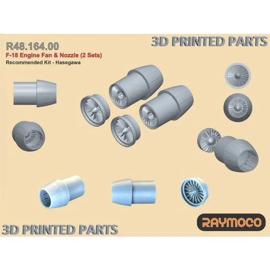 RAYMOCO R48.164.00 1/48 F-18 Engine Fan, Nozzle (2 Sets) for Hasegawa kit