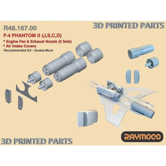 RAYMOCO R48.167.00 1/48 F-4 PHANTOM II Engine Fan, Nozzle, Air Intake Covers for ZOUKEI-MURA kit