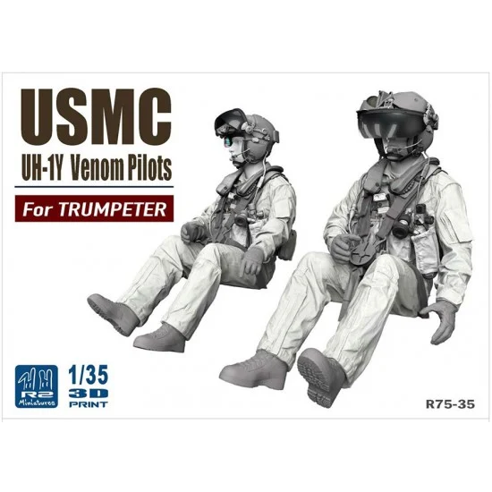 R2 Miniatures R75-35 1/35 USMC UH-1Y Venom Pilots Duo For Trumpeter kit (2 figures)