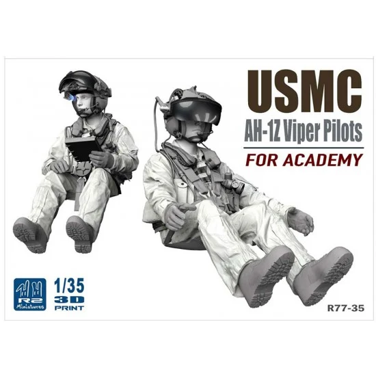 R2 Miniatures R77-35 1/35 USMC AH-1Z Viper Pilots Duo For Academy kit (2 figures)