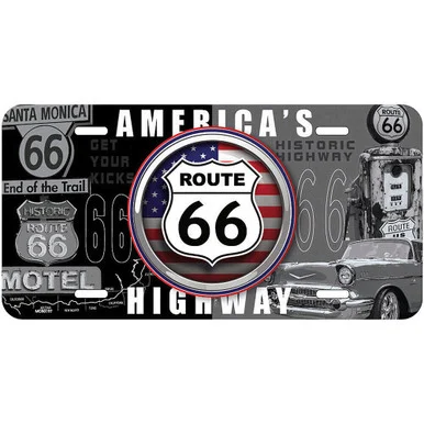Route 66 Bullseye Metal License Plate MP9092 - Ramson's Imports, Inc