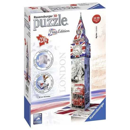 Ravensburger 12582-1 3D Puzzle - Big Ben [Flag Edition] #216 Pieces