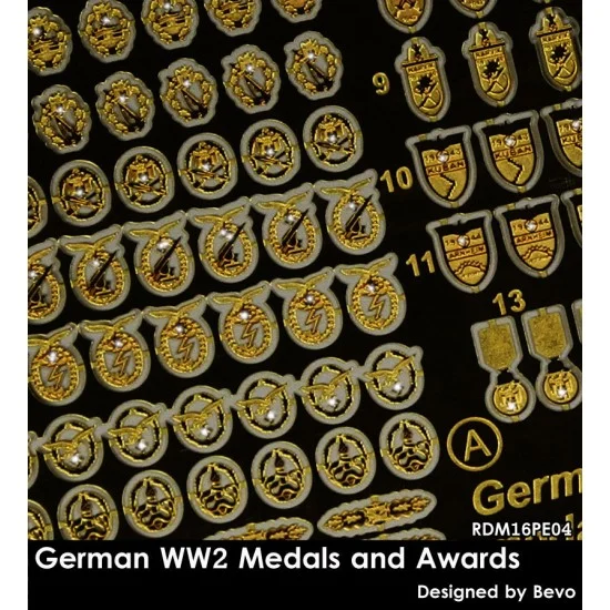 Rado Miniatures 16PE04 1/16 WWII German Medals and Awards Set - Model Figures