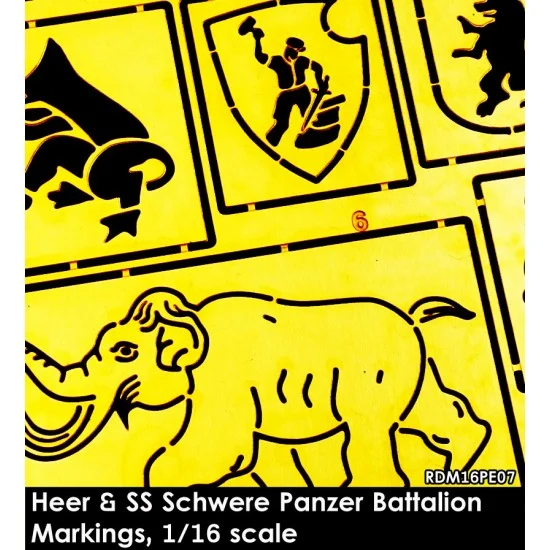 Rado Miniatures 16PE07 1/16 Heer and SS Schwere Panzer Battalion Markings (stencils, 2 Large Frets) - Model Figures