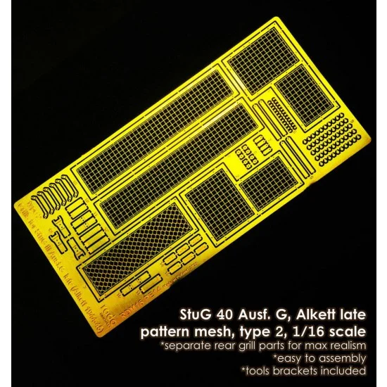 Rado Miniatures 16PE14 1/16 Grills for StuG III Ausf. G Late, (Alkett 1944-45) Tool Clamps included, Type 2