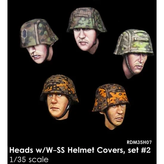 Rado Miniatures 35H07 1/35 Heads with WSS Helmet Cover set #2 (5pcs) - Model Figures