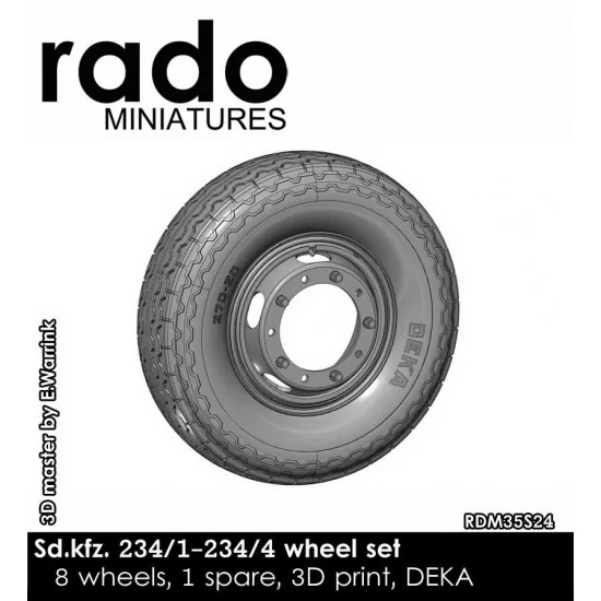 Rado Miniatures 35S24 1/35 SdKfz.234 Wheel set, Deka Thread (8 wheels, 1 spare, 3D Print) - Military Vehicles & Tanks